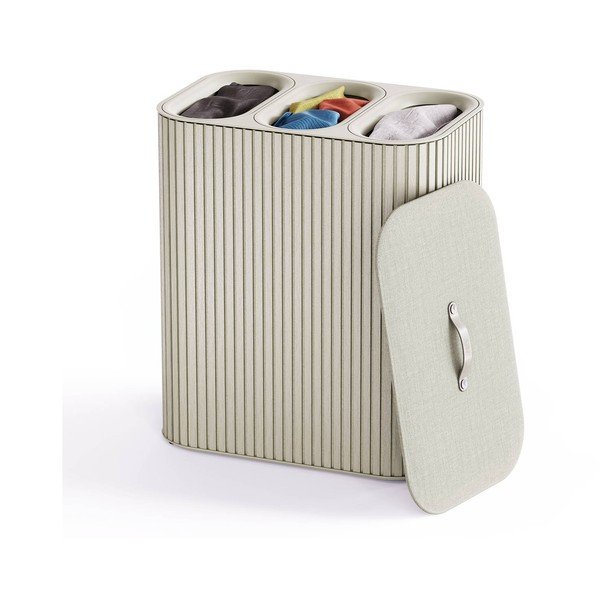 Béžový bambusový kôš na bielizeň 3x30 l Tota Trio Luxe – Joseph Joseph