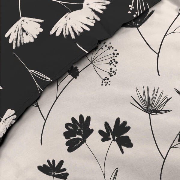 Čierno-béžové predĺžené obliečky na dvojlôžko z bavlneného perkálu 240x220 cm Iris – douceur d'intérieur-image-3