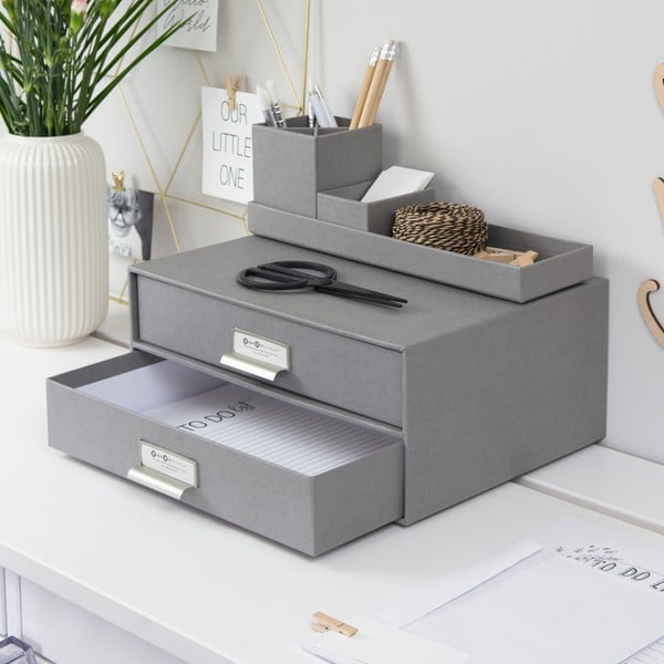Sivá 2-poschodová zásuvka na dokumenty Bigso Box of Sweden Birger, 33 × 22,5 cm-image-1