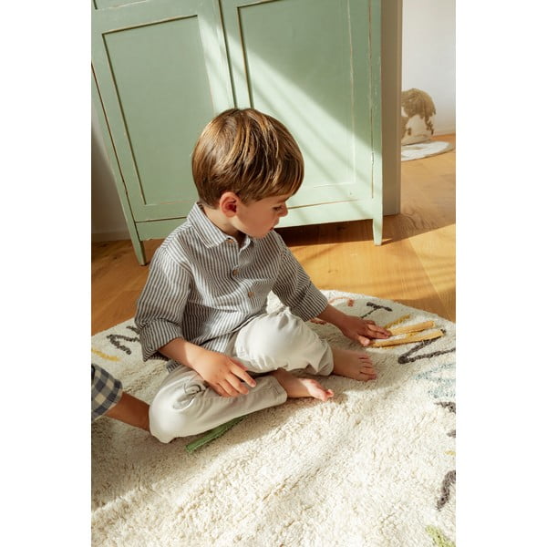 Krémový bavlnený detský hrací koberec ø120 cm ABC Color and Letters – Lorena Canals-image-3