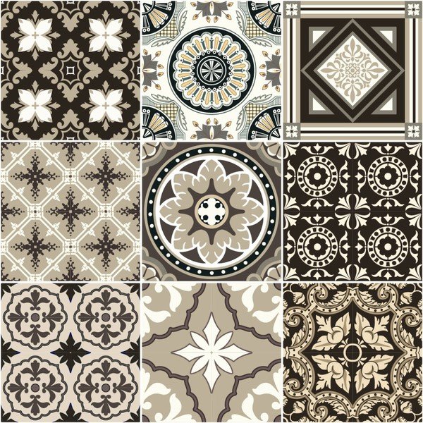 Sada 9 nástenných samolepiek Ambiance Wall Decal Tiles Azulejos Pompei, 20 × 20 cm-image-1