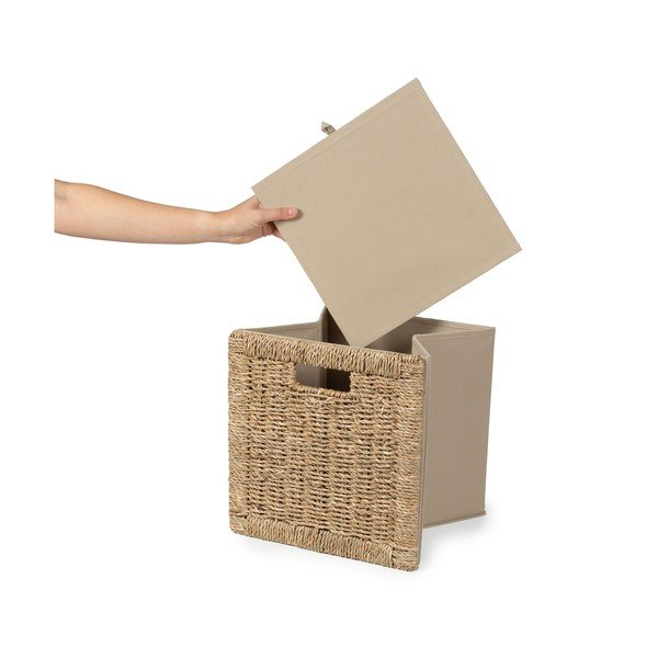 Úložný box z morskej trávy v prírodnej farbe 30x30x30 cm – Compactor-image-3