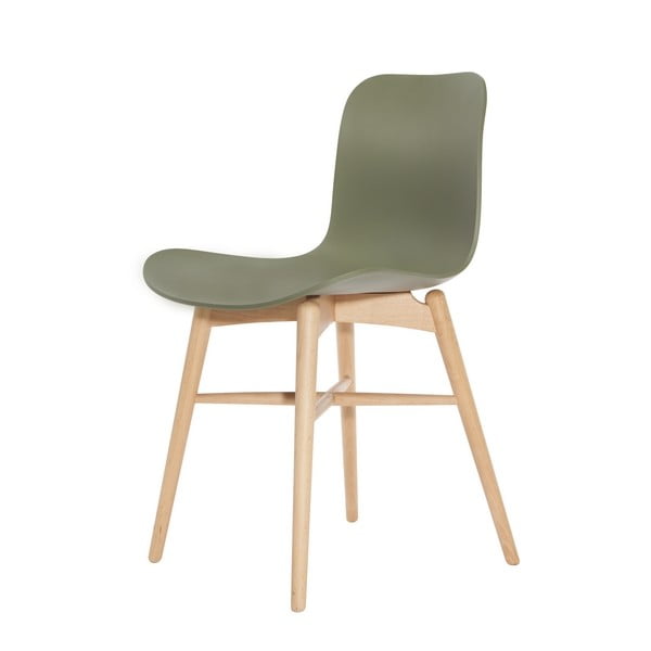 Zelená jedálenská stolička  z masívneho bukového dreva NORR11 Langue Natural