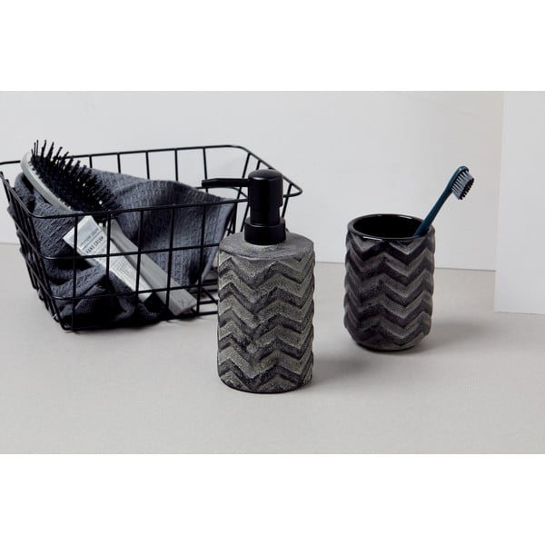 Sivý keramický ručne maľovaný dávkovač na mydlo Wenko Mantua, 360 ml-image-4