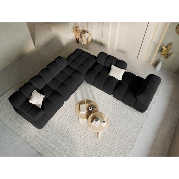Čierny zamatový modul pohovky (ľavý roh) Bellis – Micadoni Home-image-1