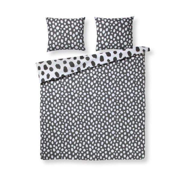 Sivé bavlnené posteľné obliečky na jednolôžko Ekkelboom Donna Grey, 140 × 200 cm