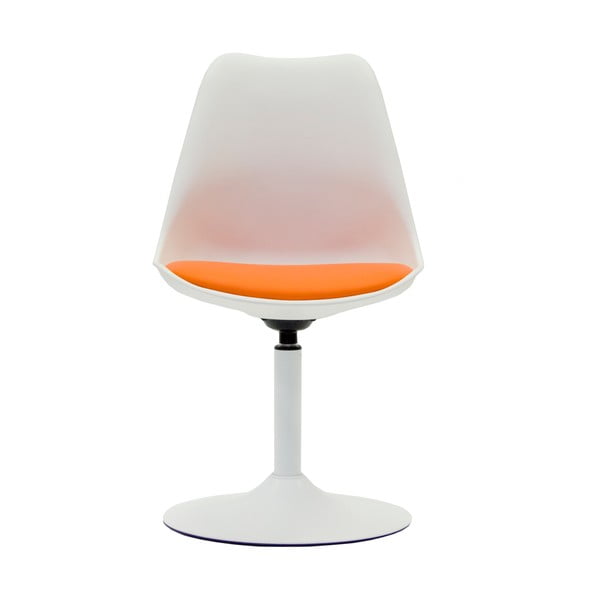 Biela jedálenská stolička s oranžovým vankúšom na sedenie Tenzo Viva