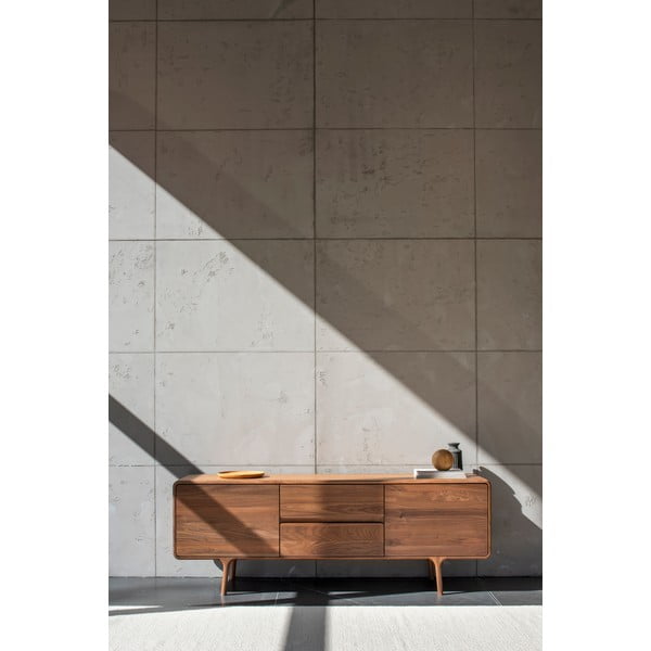 Hnedý TV stolík z orechového dreva 180x65x45 cm Fawn – Gazzda-image-1