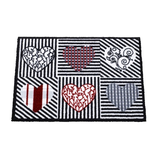 Čierno-červený koberec Zala Living Hearts, 50x70 cm