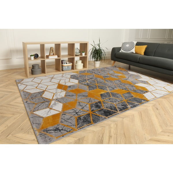 Koberec v okrovožltej a sivej farbe 80x150 cm Soft – FD-image-1