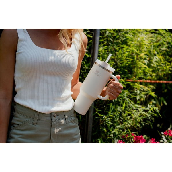 Svetloružová termoska so slamkou z nehrdzavejúcej ocele 1,18 l Quencher H2.0 FlowState Tumbler Rose Quartz – Stanley-image-1