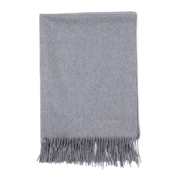 Sivý kašmírový šál Bel cashmere Lea, 200 × 70 cm