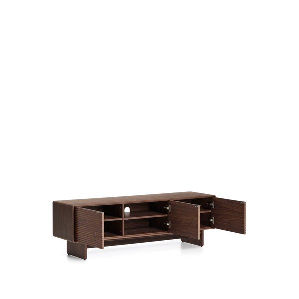 TV stolík v dekore orecha v tmavo prírodnej farbe 150x46x40 cm Norlen – Kave Home-image-4