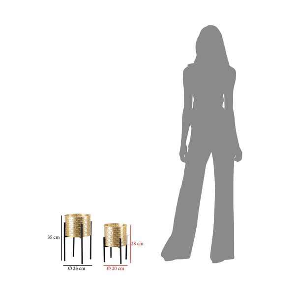Súprava 2 stojanov na kvetináč v zlatej farbe Mauro Ferretti Glissy, výška 38 cm-image-2