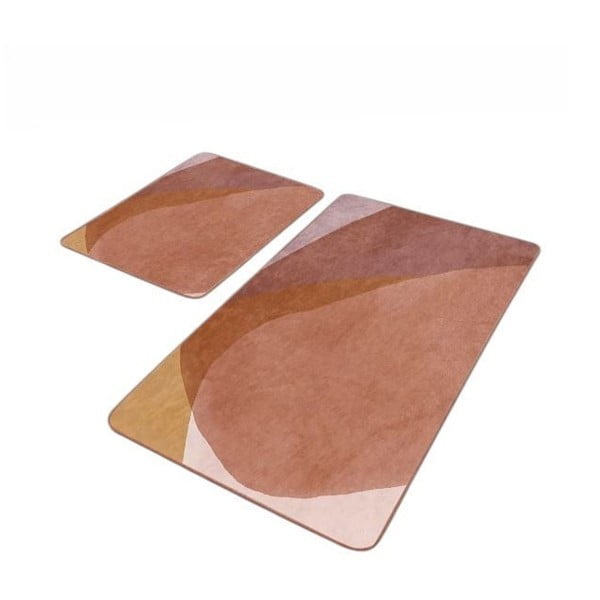 Hnedé zamatové kúpeľňové predložky v súprave 2 ks 60x100 cm – Mila Home