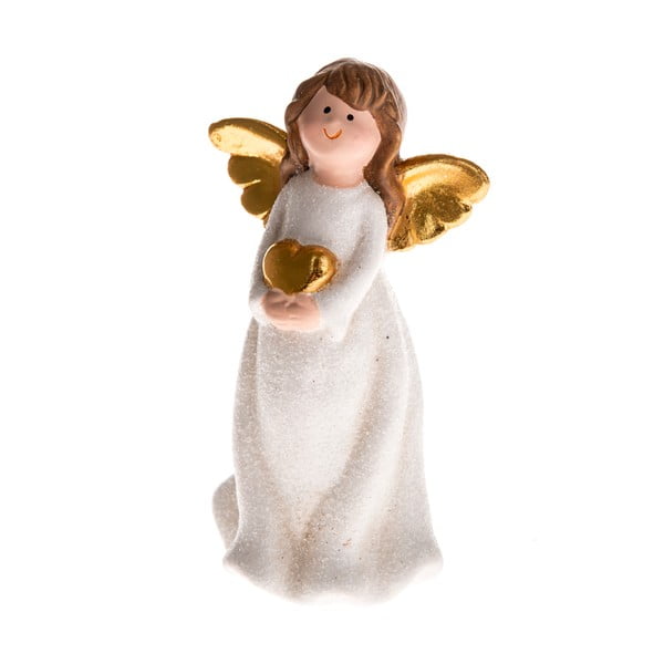 Biela keramická figúrka anjela Dakls, výška 12,8 cm