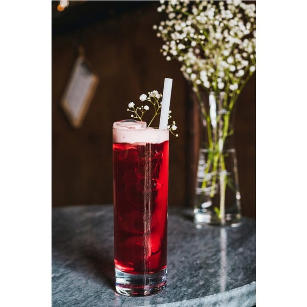 Sada 6 bielych sklenených slamiek na pitie Vialli Design, dĺžka 20 cm-image-1