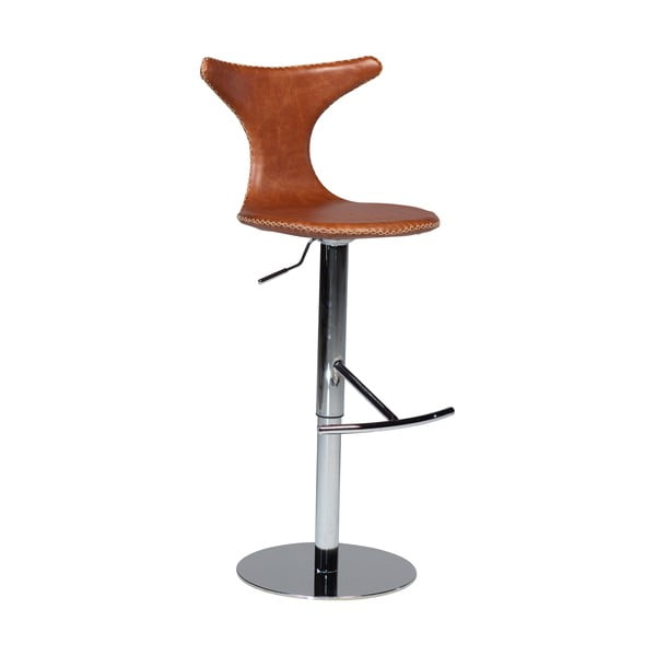 Hnedá kožená barová stolička DAN–FORM Denmark Dolphin, výška 78 cm