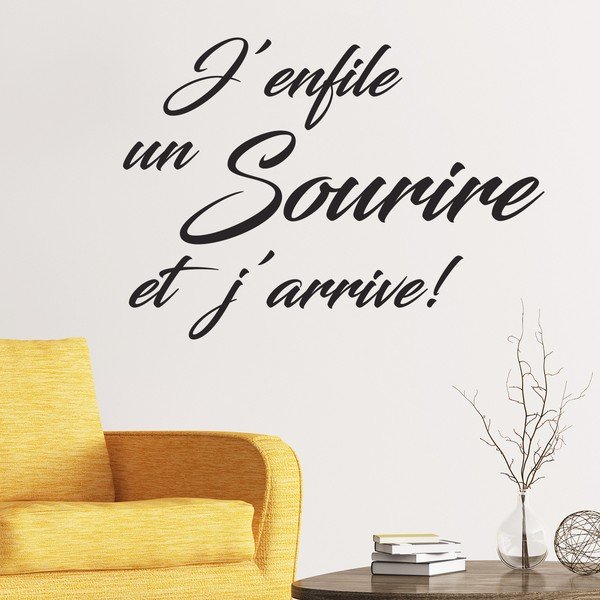 Čierna samolepka Ambiance Quote Sourire Et J'arrive