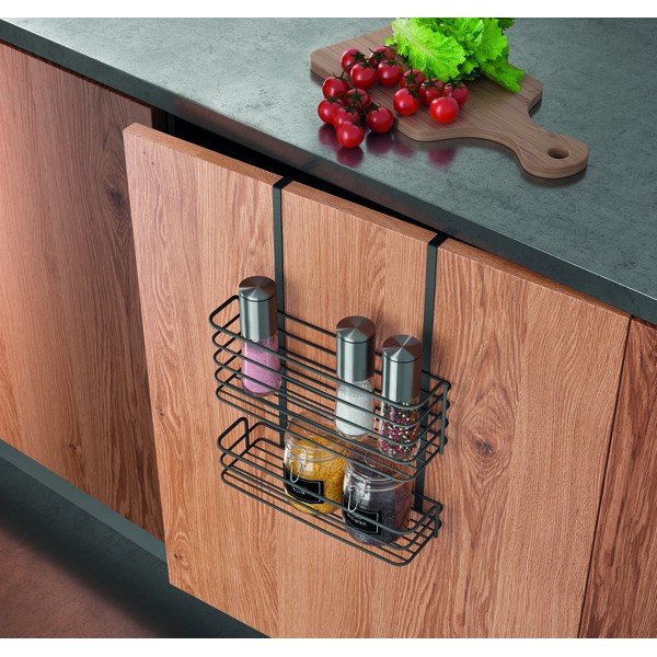 Čierna kovová závesná kuchynská polica Metaltex Galileo Lava Double-image-2