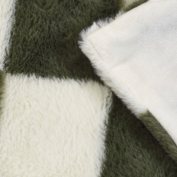 Biela/zelená deka 130x170 cm Cosy Soft Checkerboard – Catherine Lansfield-image-3