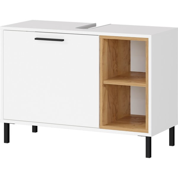 Biela nízka skrinka pod umývadlo v dekore duba 80x57 cm Loria - Germania-image-1