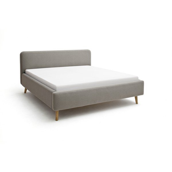 Taupe čalúnená dvojlôžková posteľ s úložným priestorom s roštom 180x200 cm Mattis – Meise Möbel