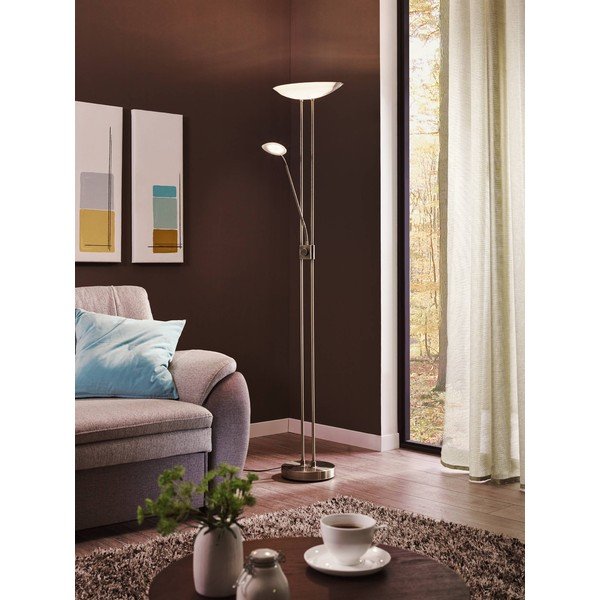 Sivá LED stojacia lampa so skleneným tienidlom (výška 180 cm) BAYA LED – EGLO-image-2