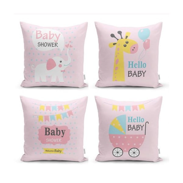 Súprava 4 dekoratívnych obliečok na vankúše Minimalist Cushion Covers Baby Girl, 45 x 45 cm