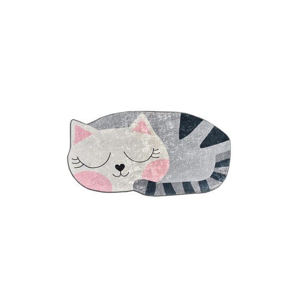 Ružový/sivý prateľný detský koberec 60x100 cm Cat – Mila Home