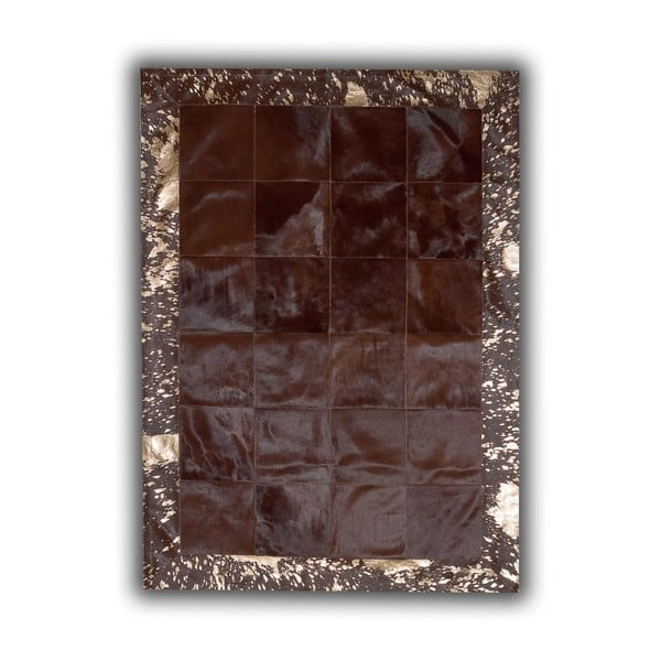 Hnedý koberec z pravej kože Pipsa Bronze, 140 × 200 cm
