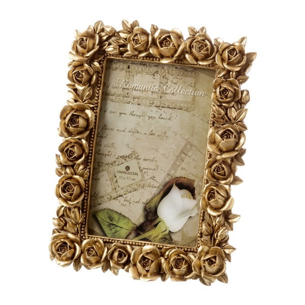 Dekoratívny fotorámik zlatej farby Unimasa Roses, na fotografiu 10 × 15 cm