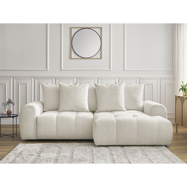 Biela ženilková rozkladacia/s úložným priestorom rohová pohovka (pravý roh/s leňoškou) Roxelane – Bobochic Paris-image-1