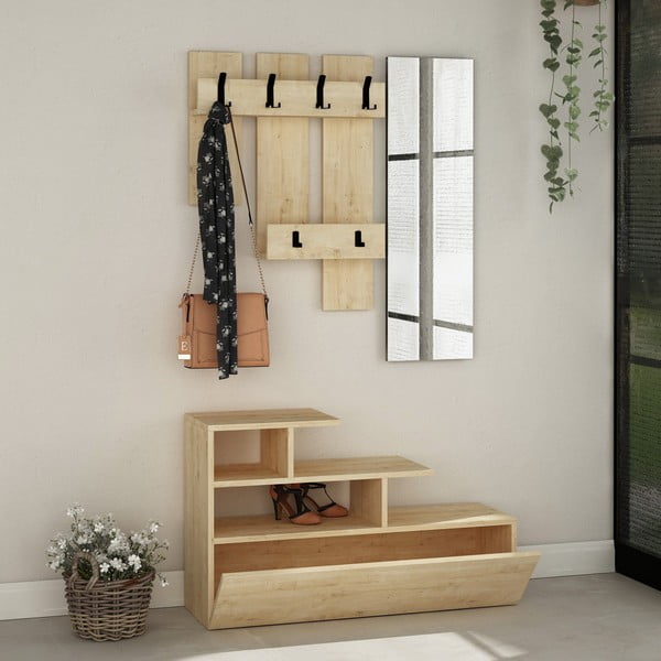Predsieňová zostava v dekore duba v prírodnej farbe Vesty - Kalune Design-image-1