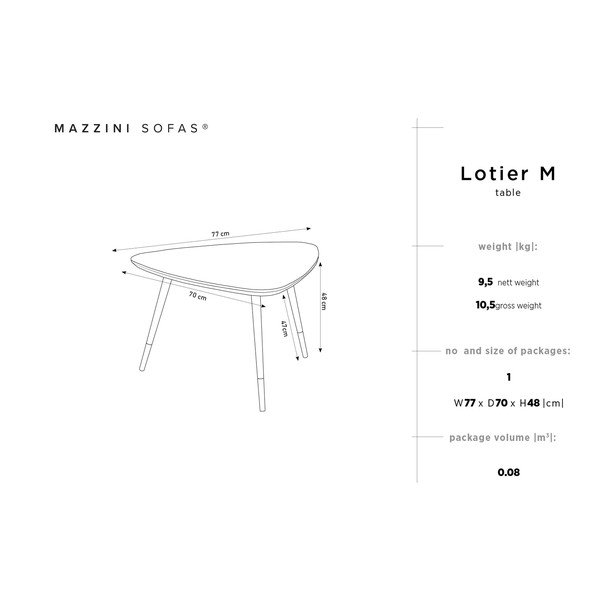 Odkladací stolík z borovicového dreva Mazzini Sofas Lotier Triangle-image-1