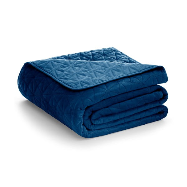 Modrý pléd cez posteľ AmeliaHome Laila Royal, 220 x 240 cm