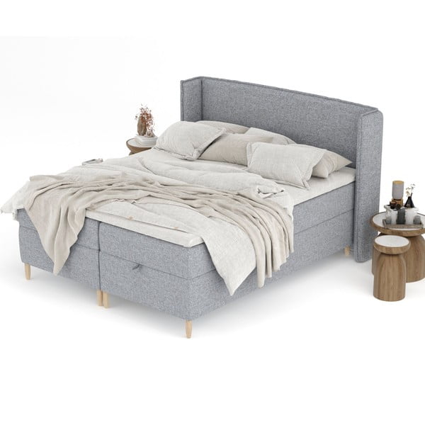 Sivá boxspring posteľ s úložným priestorom 160x200 cm Monpelli – Maison de Rêve-image-4