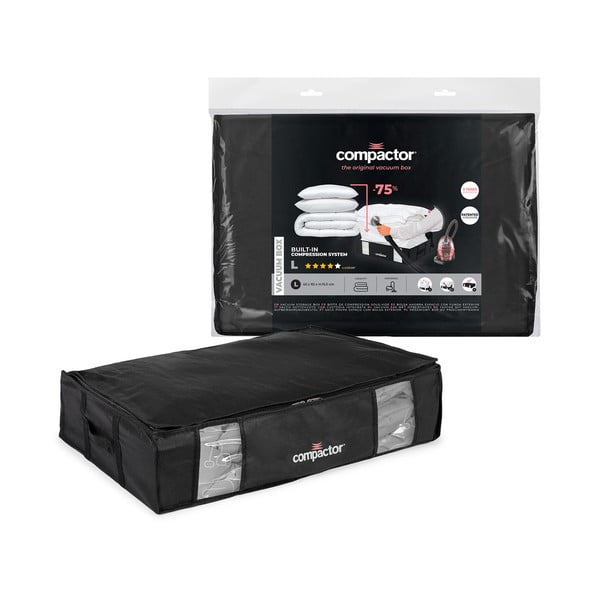 Čierny úložný box na oblečenie pod posteľ Compactor XXL Black Edition 3D, 145 l