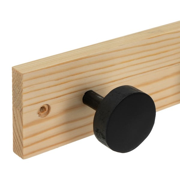 Čierny/v prírodnej farbe nástenný vešiak z borovicového dreva 40 cm Anillos – Casa Selección-image-1