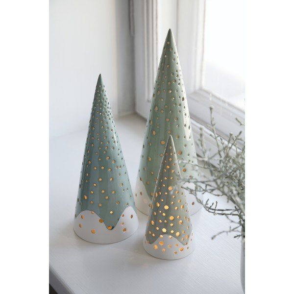 Tyrkysovomodrý vianočný svietnik z kostného porcelánu Kähler Design Nobili, výška 25,5 cm-image-1