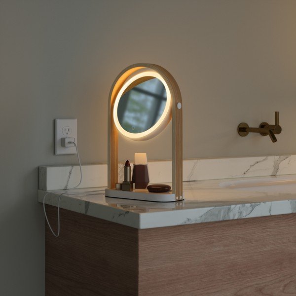 Kozmetické zrkadlo s dreveným rámom (zväčšenie 10x) 12x38 cm Bellwood – Umbra-image-3