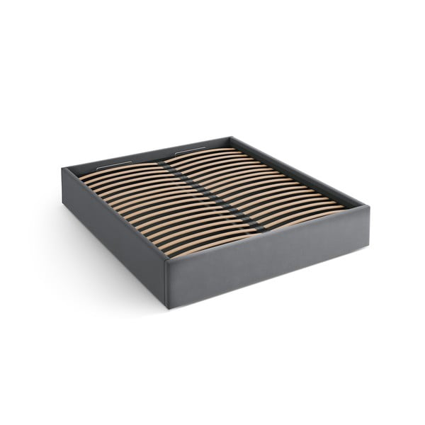 Sivá čalúnená dvojlôžková posteľ s úložným priestorom/bez čela s roštom 180x200 cm Susan – Micadoni 