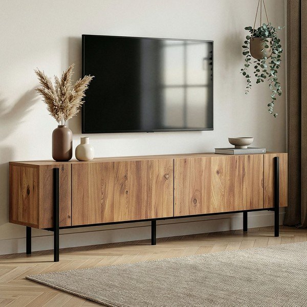 TV stolík v dekore borovice v prírodnej farbe 180x45x30 cm Nexus – Kalune Design-image-2