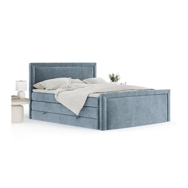 Modrá boxspring posteľ s úložným priestorom 200x200 cm Lavenda – Maison de Rêve-image-2