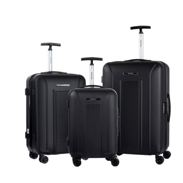 Sada 3 čiernych cestovných kufrov na kolieskach Murano Africa