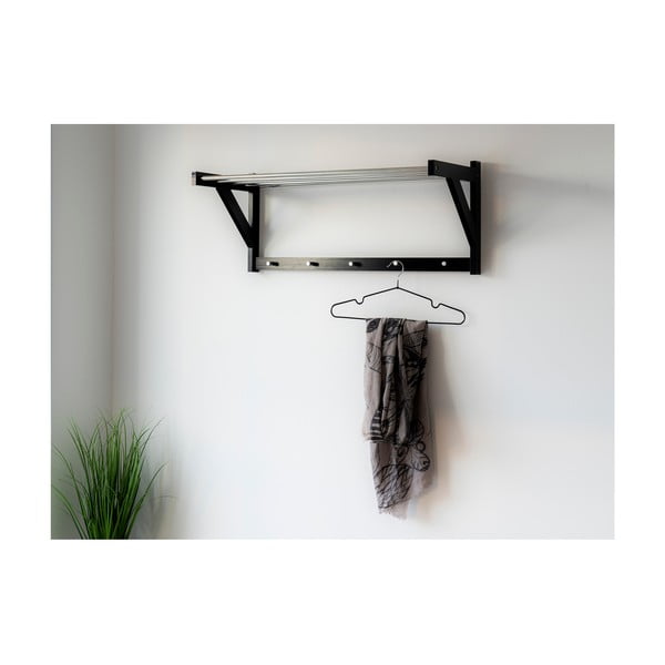 Čierny nástenný vešiak z topoľového dreva s poličkou Padova - House Nordic-image-4