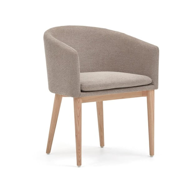 Béžové čalúnené jedálenské kreslo s podrúčkami Harlan – Kave Home