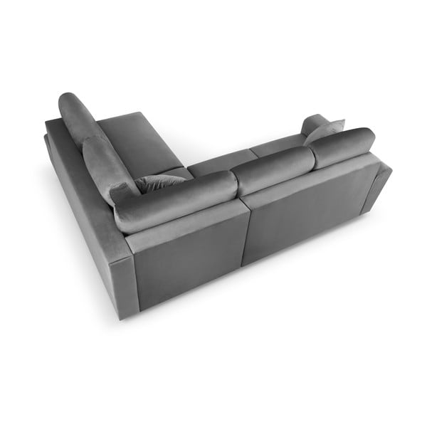 Svetlosivá zamatová rozkladacia/s úložným priestorom rohová pohovka (pravý roh/do L) Kyoto – Cosmopolitan Design-image-4