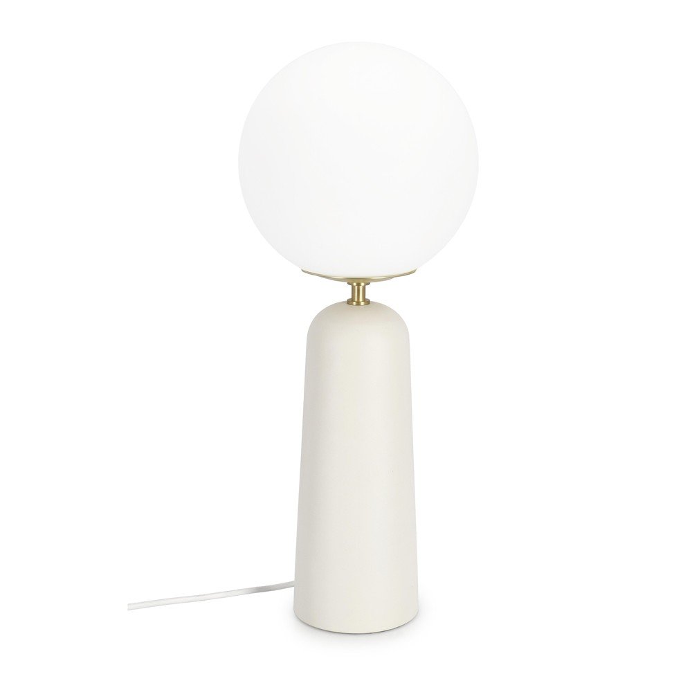 E-shop Biela kovová stolová lampa so skleneným tienidlom (výška 51 cm) Delphine – Bizzotto