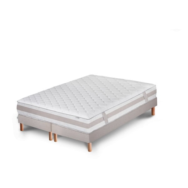 Svetlosivá posteľ s matracom a dvojitým boxspringom Stella Cadente Maison Saturne Europe, 140 × 200 cm